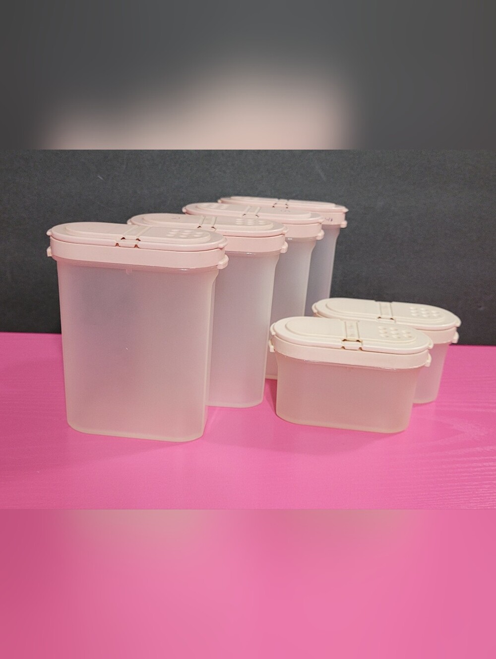 Vintage Tupperware Spice Containers Set Of 4 Large And 2 Small (1236)